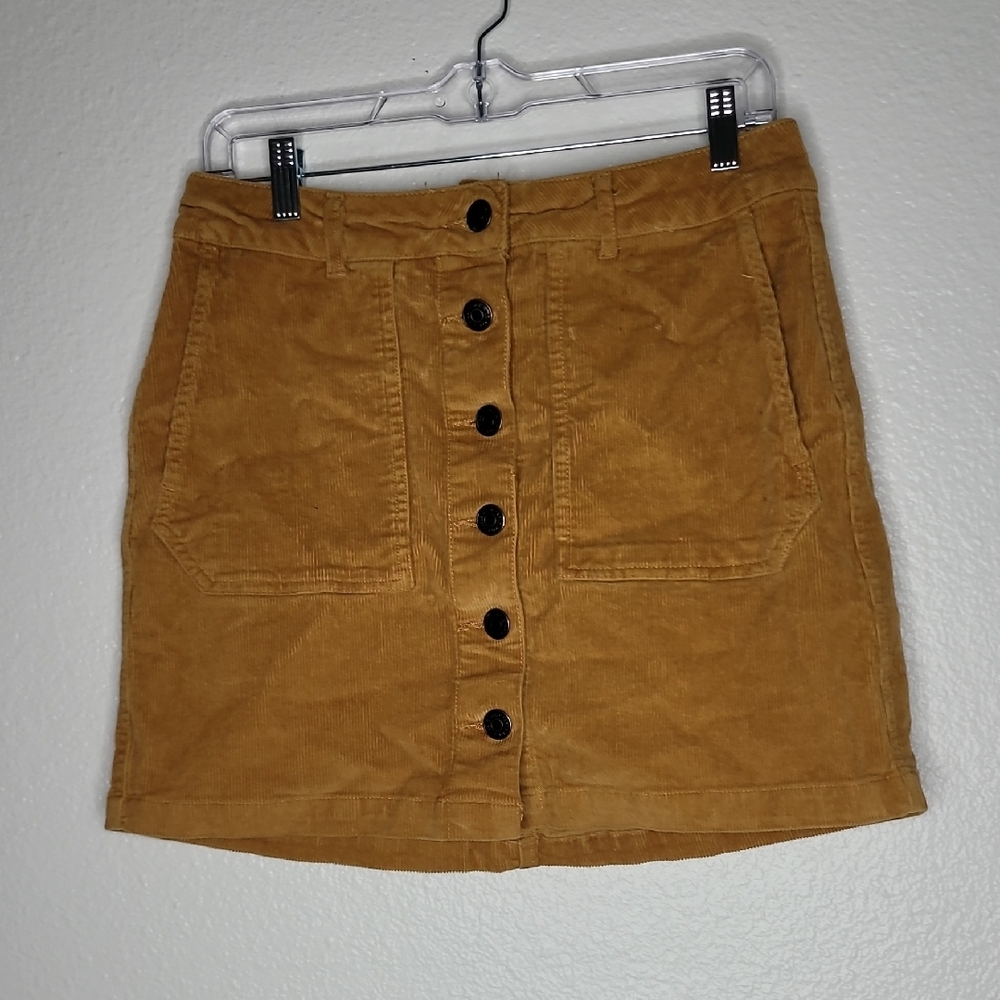 Corduroy Button-Front Skirt